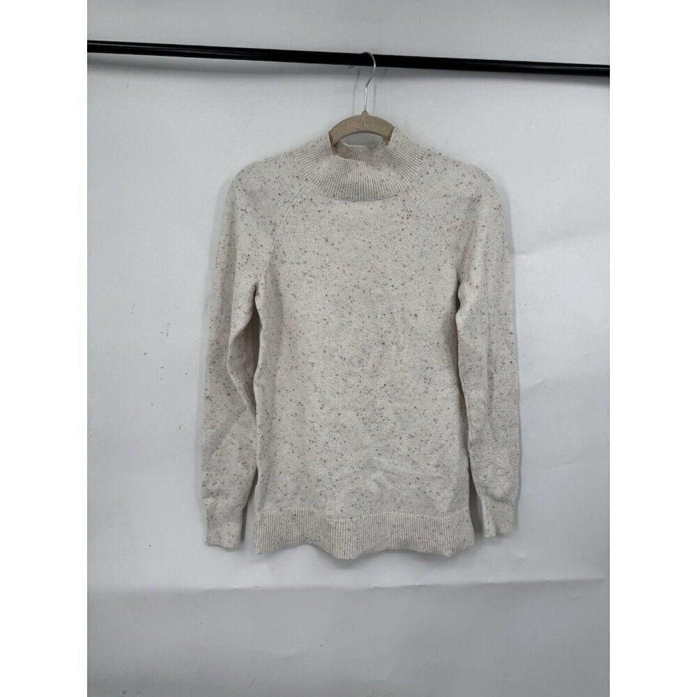 Loft Sweater Women XS Ivory Speckled Mockneck Minimalist Granolagirl‎ Coquette